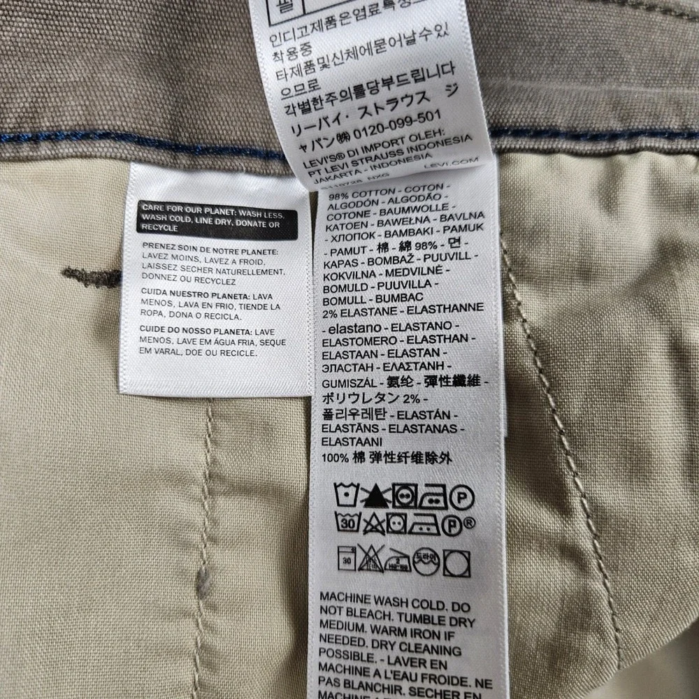 Levis XX Chino Relaxed Straight Pants Mens 38x34 Brown Stretch 001K50046 NEW